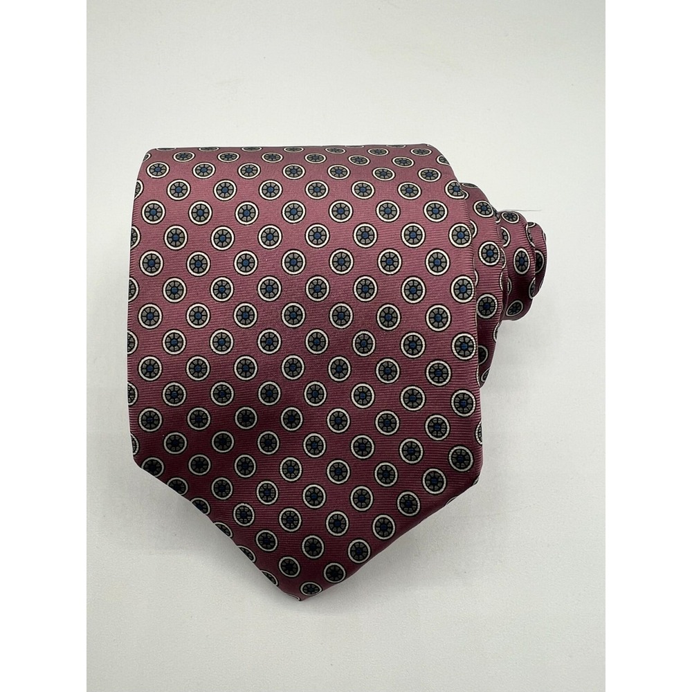 Austin Reed of Regent Street Pink Circular Geometric Print 57.5"x3.5"‎ Silk USA